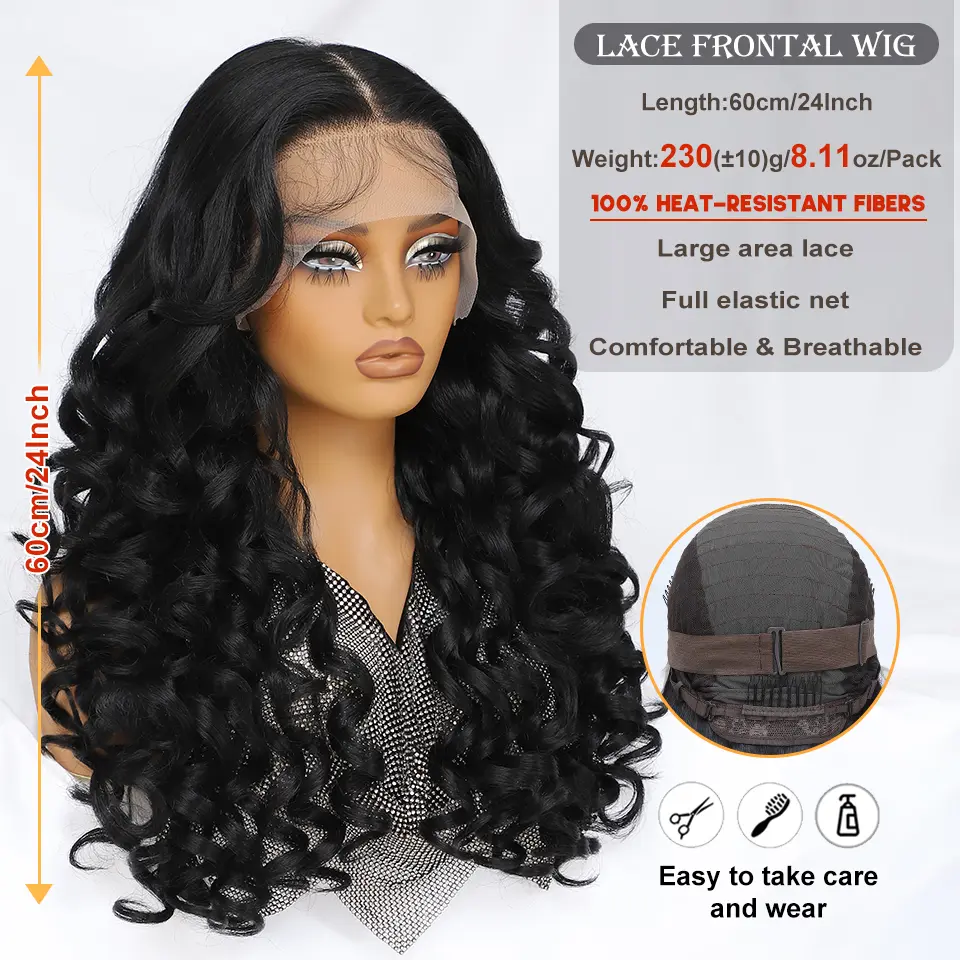 Lace Frontal Wigs Latisha 13X6 Synthetic Curly Lace Frontal Wigs With Bangs For Afro Women Pink Blonde Women Wigs With Baby Hair