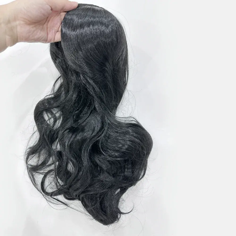 Wavy Synthet Soft Light Black Medium Length Wigs for Women Middle Part Synthetic Hair Wavy Wig with Upgraded Strands