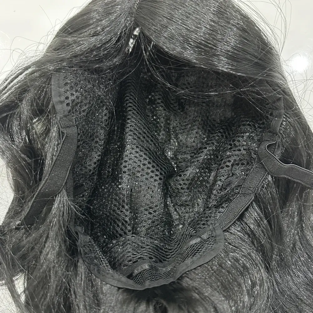 Wavy Synthet Soft Light Black Medium Length Wigs for Women Middle Part Synthetic Hair Wavy Wig with Upgraded Strands