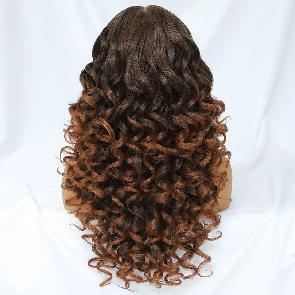 Lace Frontal Wigs Latisha 13X6 Synthetic Curly Lace Frontal Wigs With Bangs For Afro Women Pink Blonde Women Wigs With Baby Hair
