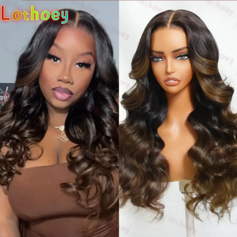 Chestnut Brown Ombre Body Wave Wig  Pre Cut Pre Bleached Glueless Wig Human Hair Ready To Wear Colored Brown Wigs