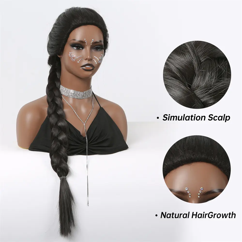 Long Straight Black Synthetic Wigs Free Partition DIY Hairstyle Wigs for Afro Women Daily Party Heat Resistant Braid Fake Hair