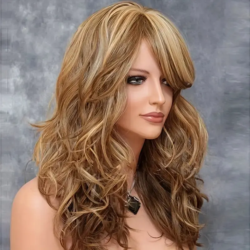 22 Inch Deep Wave Synthetic Fiber Hair Wigs For Women Girls Hair Replacement Wigs For Daily Party Cosplay Use Natural  Hair
