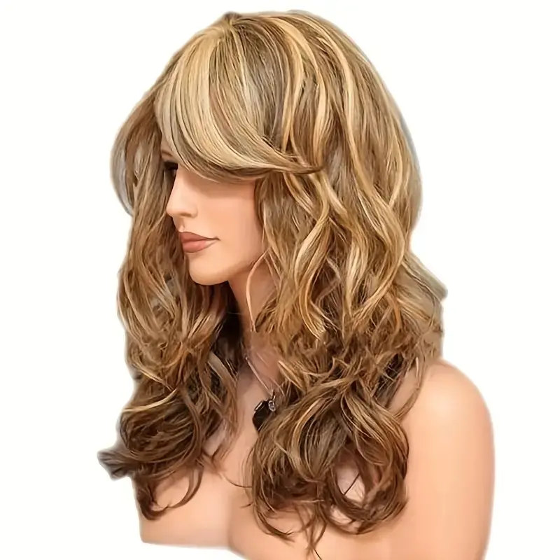 22 Inch Deep Wave Synthetic Fiber Hair Wigs For Women Girls Hair Replacement Wigs For Daily Party Cosplay Use Natural  Hair