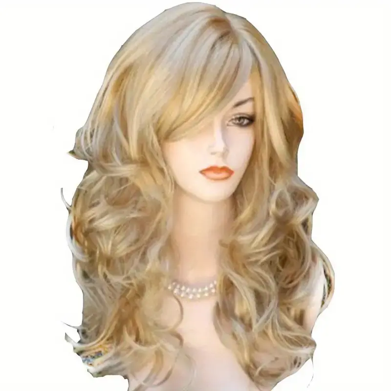 22 Inch Deep Wave Synthetic Fiber Hair Wigs For Women Girls Hair Replacement Wigs For Daily Party Cosplay Use Natural  Hair