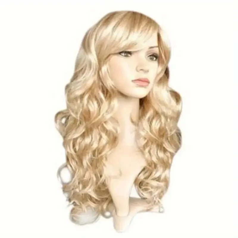 22 Inch Deep Wave Synthetic Fiber Hair Wigs For Women Girls Hair Replacement Wigs For Daily Party Cosplay Use Natural  Hair