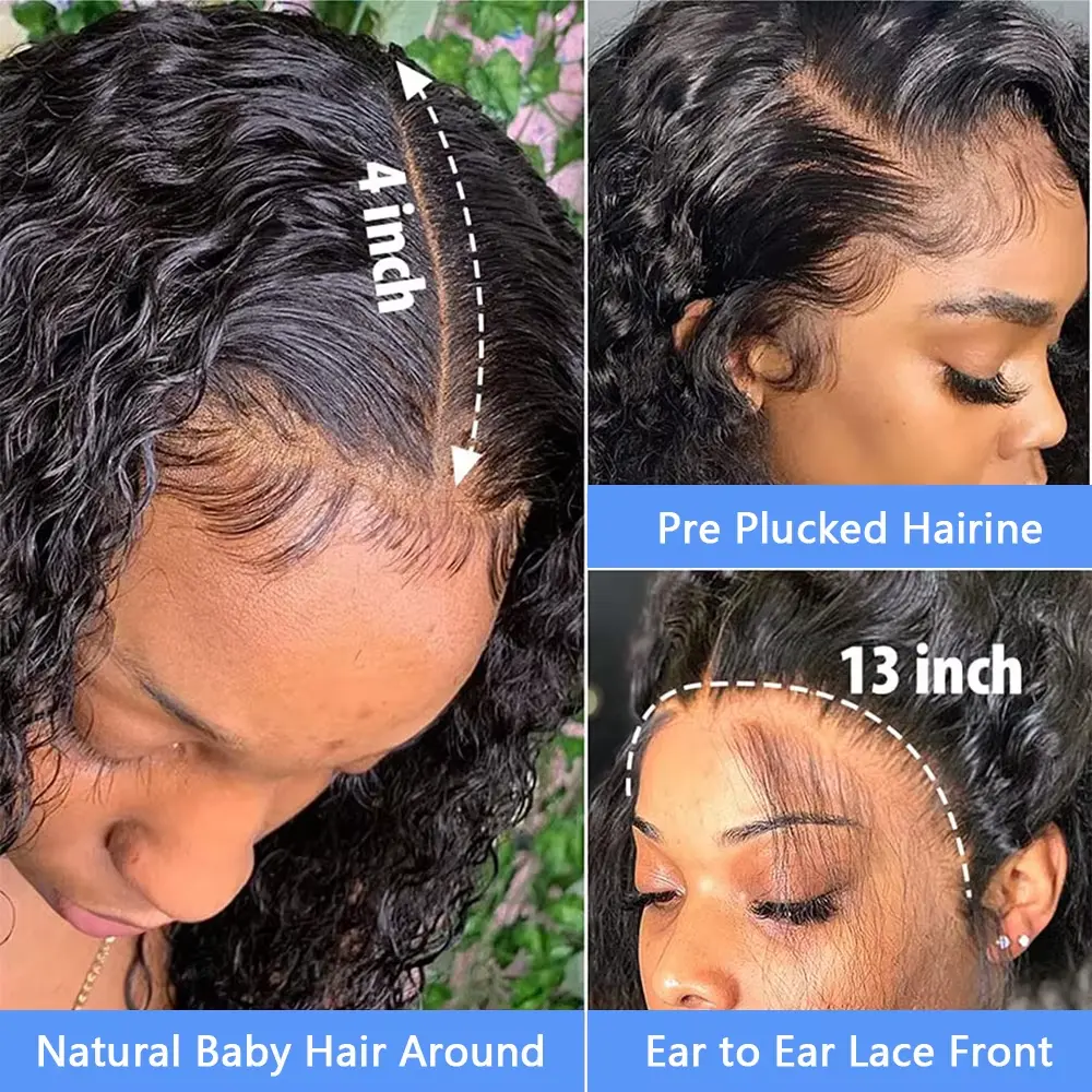 230% Wear and Go 5x5 Glueless Wig Human Hair 13X4 Deep Wave Curly Bob Wig Lace Front Wig For Women 4x4 Lace Closure Wig