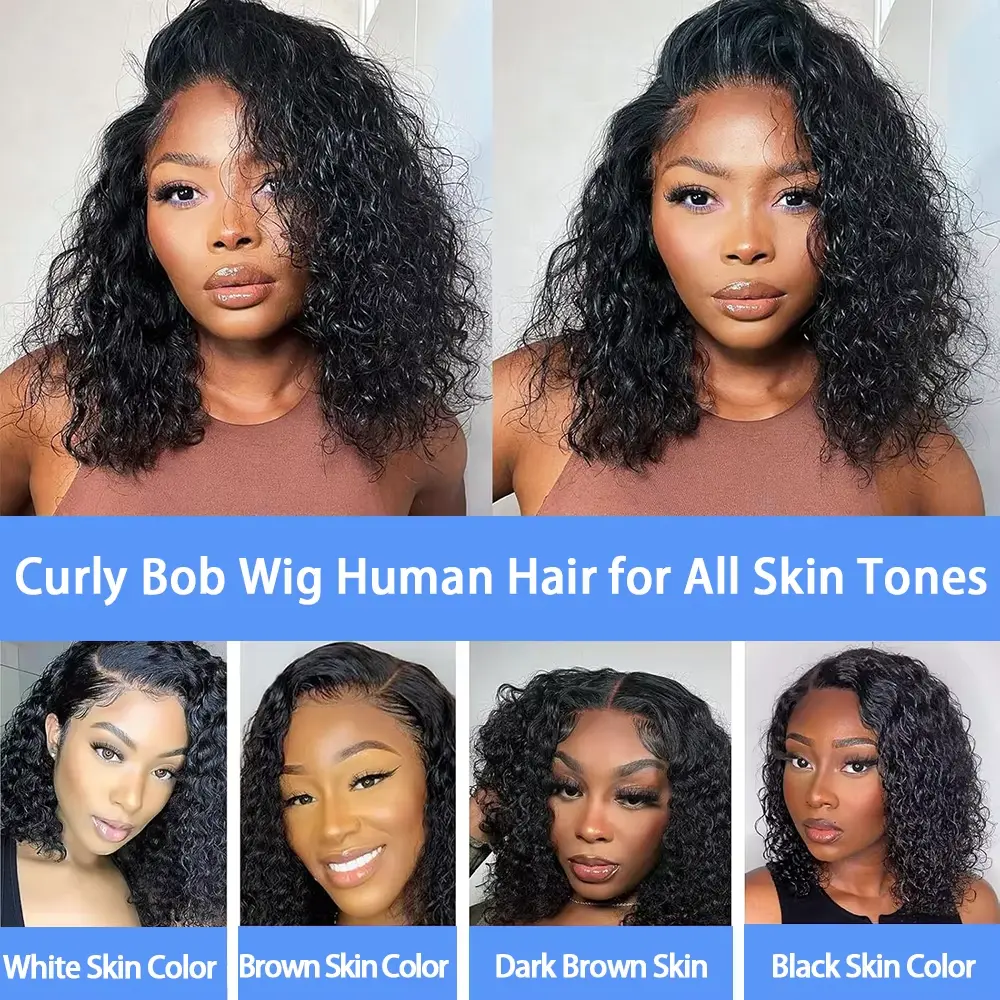 230% Wear and Go 5x5 Glueless Wig Human Hair 13X4 Deep Wave Curly Bob Wig Lace Front Wig For Women 4x4 Lace Closure Wig