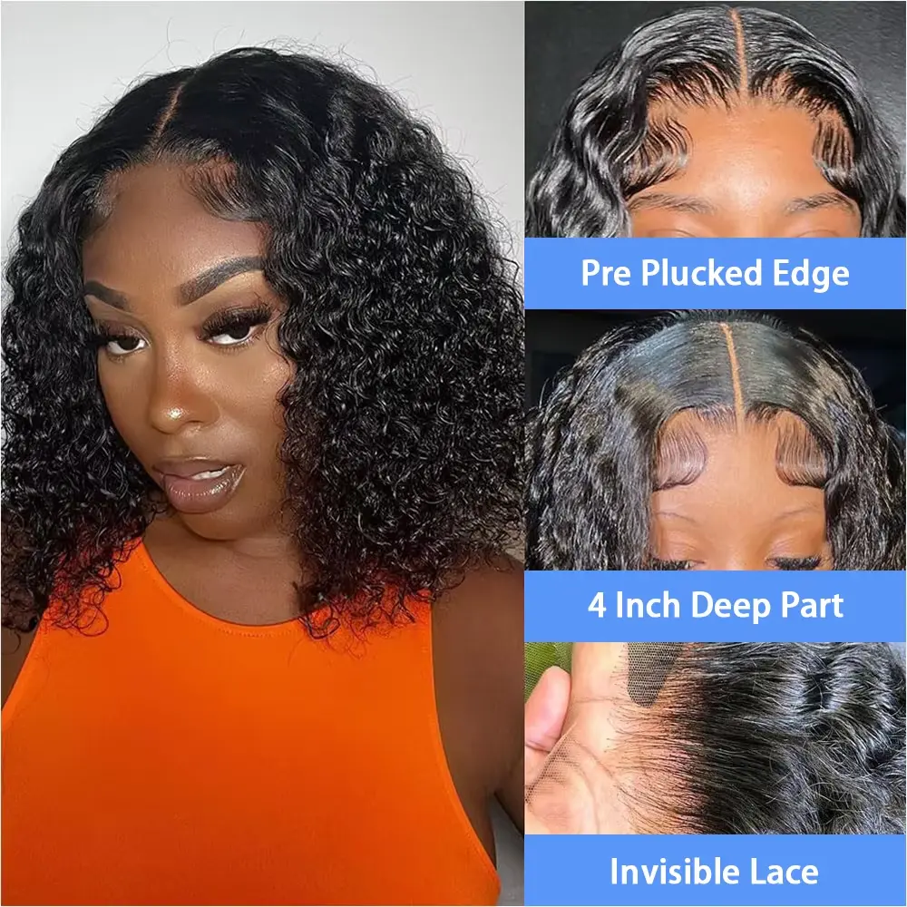 230% Wear and Go 5x5 Glueless Wig Human Hair 13X4 Deep Wave Curly Bob Wig Lace Front Wig For Women 4x4 Lace Closure Wig