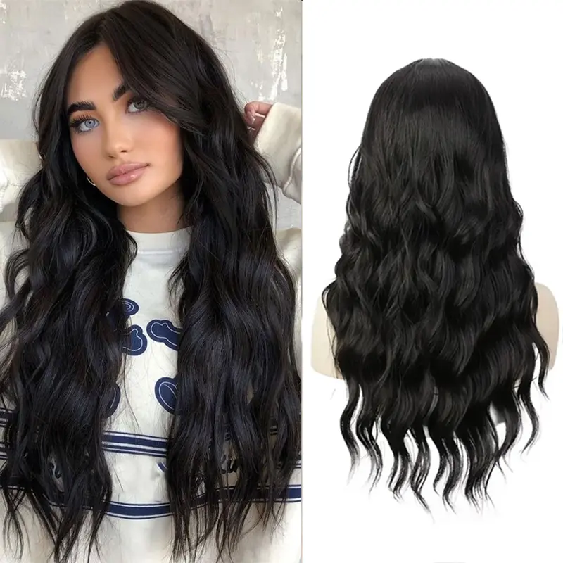 Deep Wave Synthetic  Wig for Black Women Wear Deep Curly Soft Wig Natural Black Color Replacement Wigs for Daily Party Use 30 "