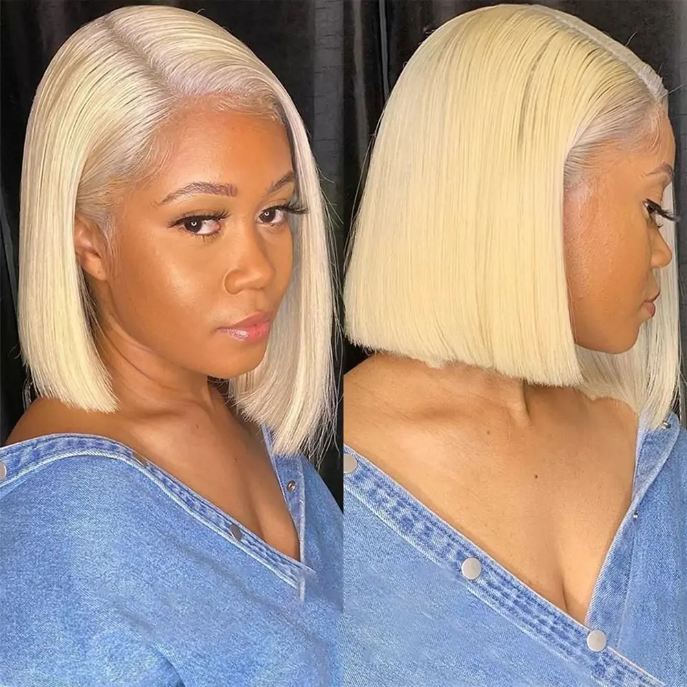 613 Bob Honey Blonde Straight Blonde 13x6 Hd Lace Frontal Wigs 13x4 HD Brazilian Pre Plucked Lace Front Human Hair Wig