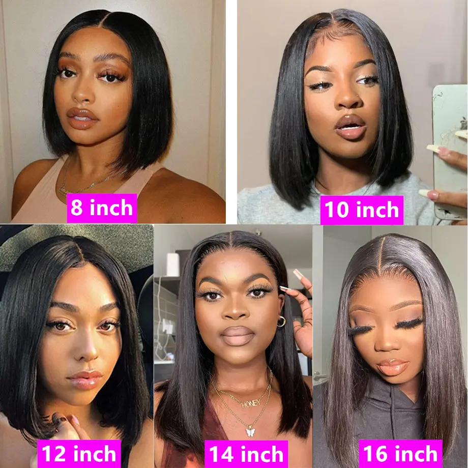 100% Human Wig 13x4 Brazilian Lace Front Human Hair Wig Short Straight Bob Wig For Women Remy 4x4 Closure Bob With Baby Hair