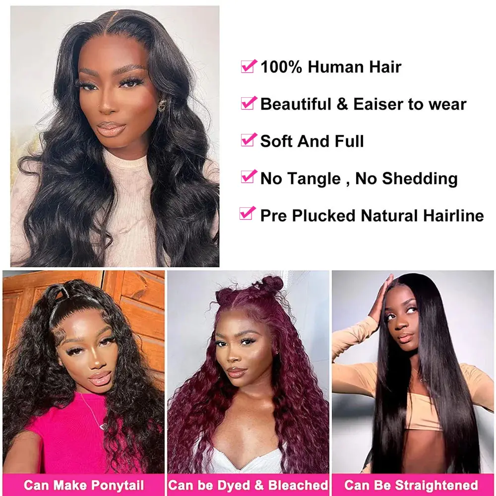 Body Wave V Part Wig Human Hair Pre Plucked Ready To Wear Machine Made 180% Density Natural Color Remy Human Hair Wigs For Women