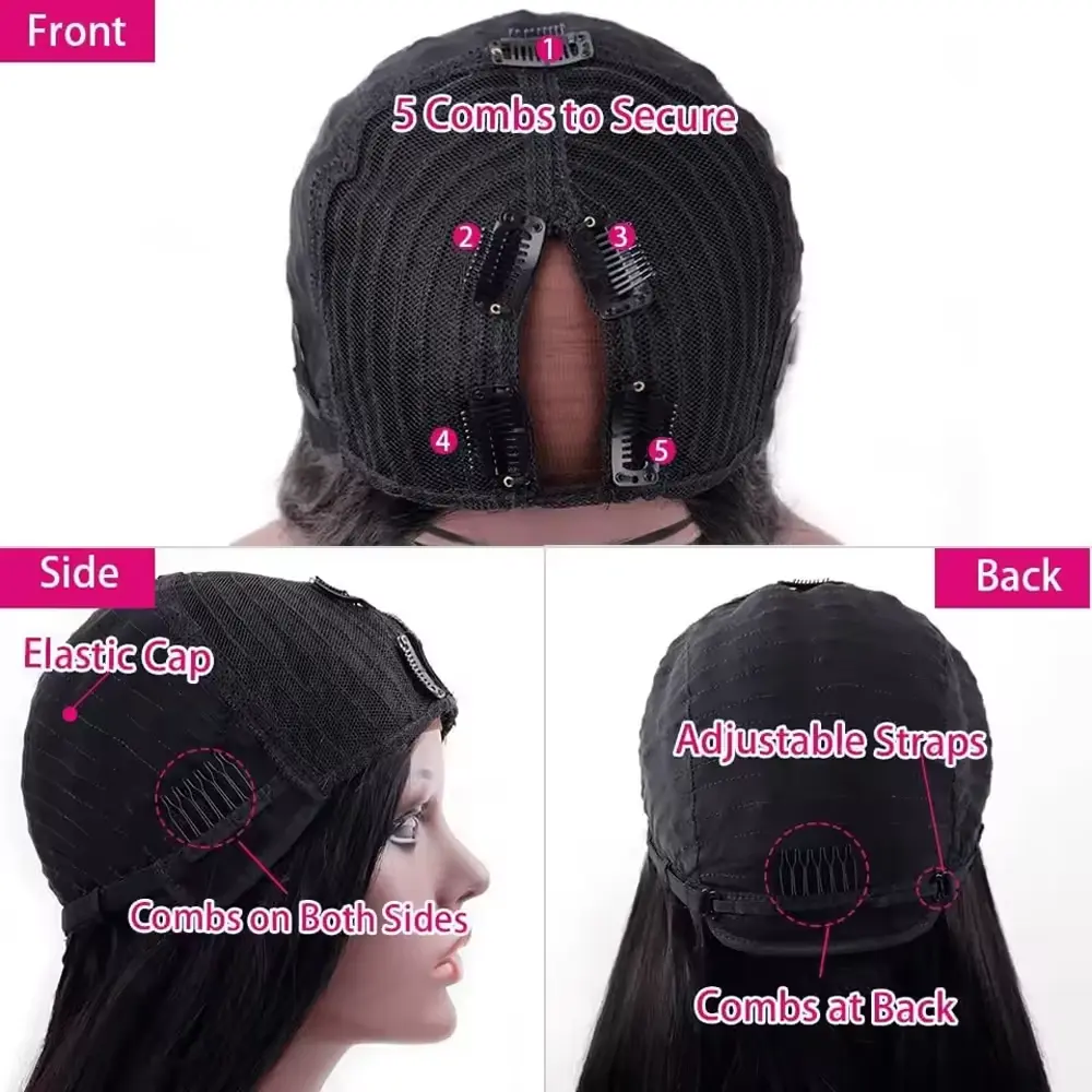 Long Straight V Part Human Hair Wigs 200% Density Straight Wig For Women V part Human Hair Head Clip In Halr Wigs 16-32Inches