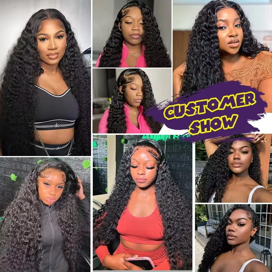30 32 36 40 Inch Deep Wave Human Hair Bundles Brazilian Remy Unprocessed Weaving Water Curly Hair Bundles Weave Extensions Deals