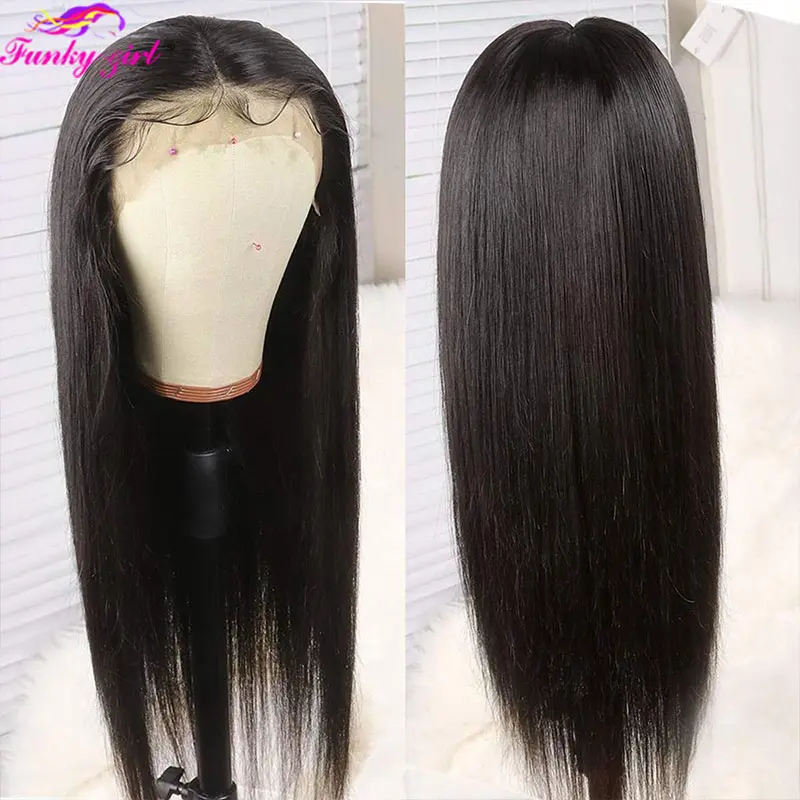 Straight Human Hair Lace Wig Brazilian Transparent Bone Straight Lace Front Wigs For Women 180% Density Remy Hair Human Hair Wig