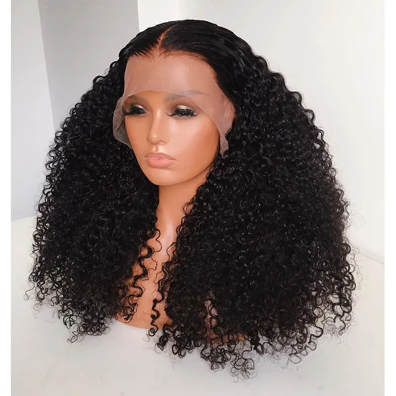 Natural Black Soft Long 26Inch Kinky Curly Lace Front Wig For Black Women Synthetic Preplucked Glueless Baby Hair Daily