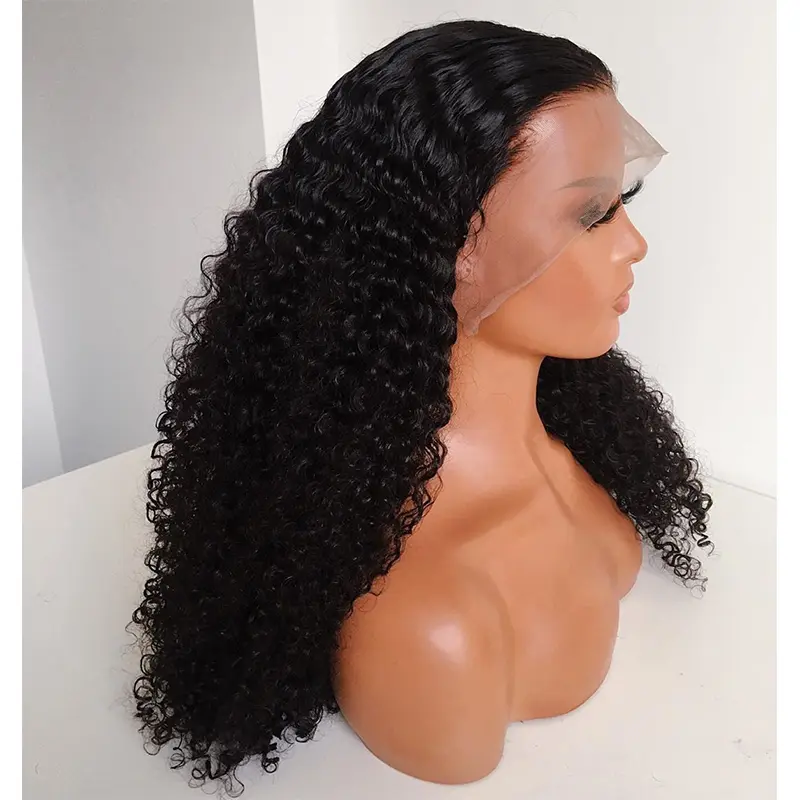 Natural Black Soft Long 26Inch Kinky Curly Lace Front Wig For Black Women Synthetic Preplucked Glueless Baby Hair Daily