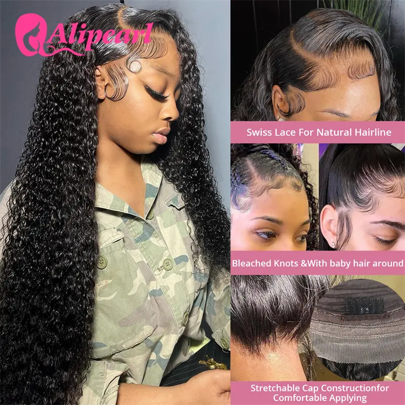 AliPearl Hair Real HD Lace Front Human Hair Wigs Pre Plucked Water Wave 5x5 HD Transparent Lace Wigs Peruvian Hair For Woman