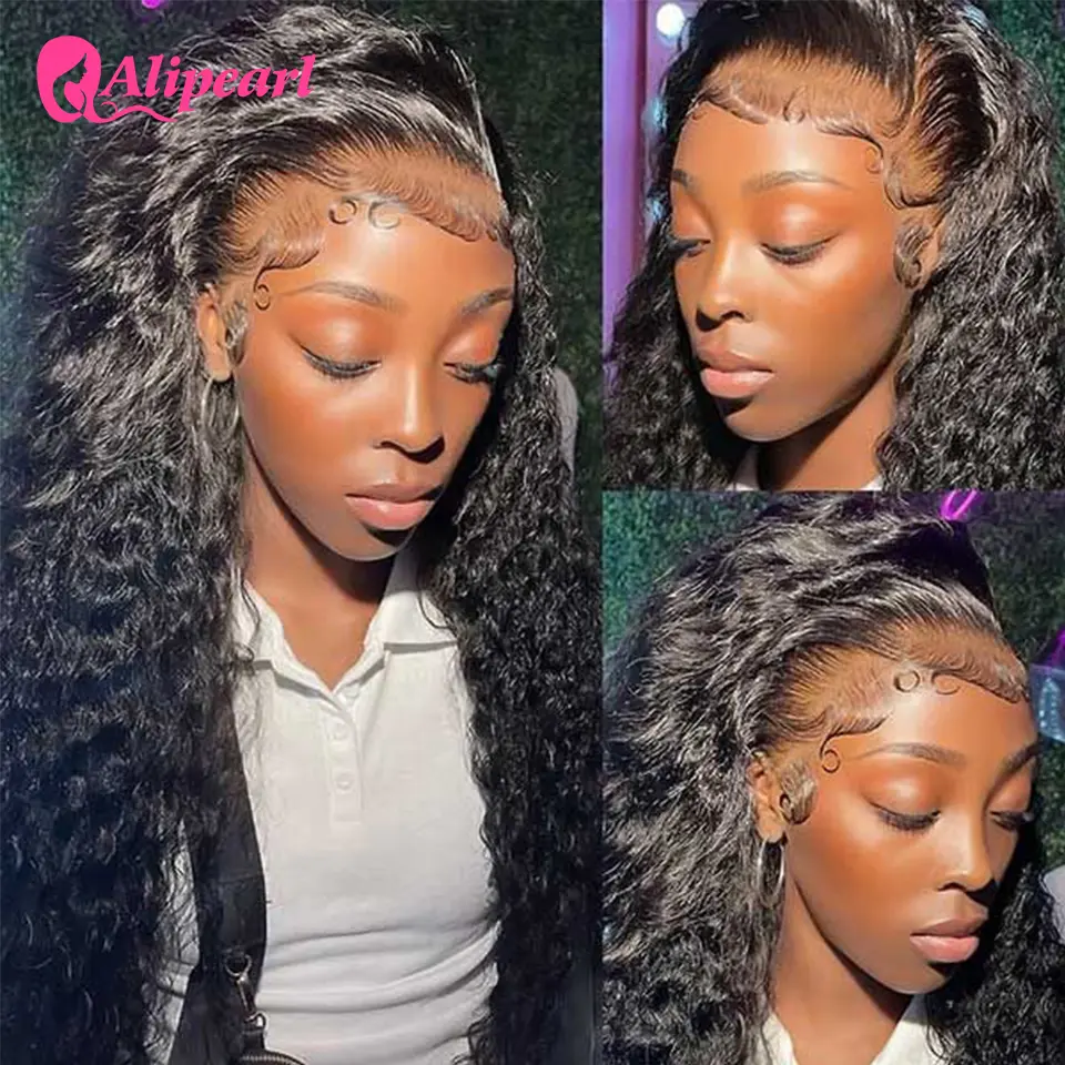 AliPearl Hair Real HD Lace Front Human Hair Wigs Pre Plucked Water Wave 5x5 HD Transparent Lace Wigs Peruvian Hair For Woman