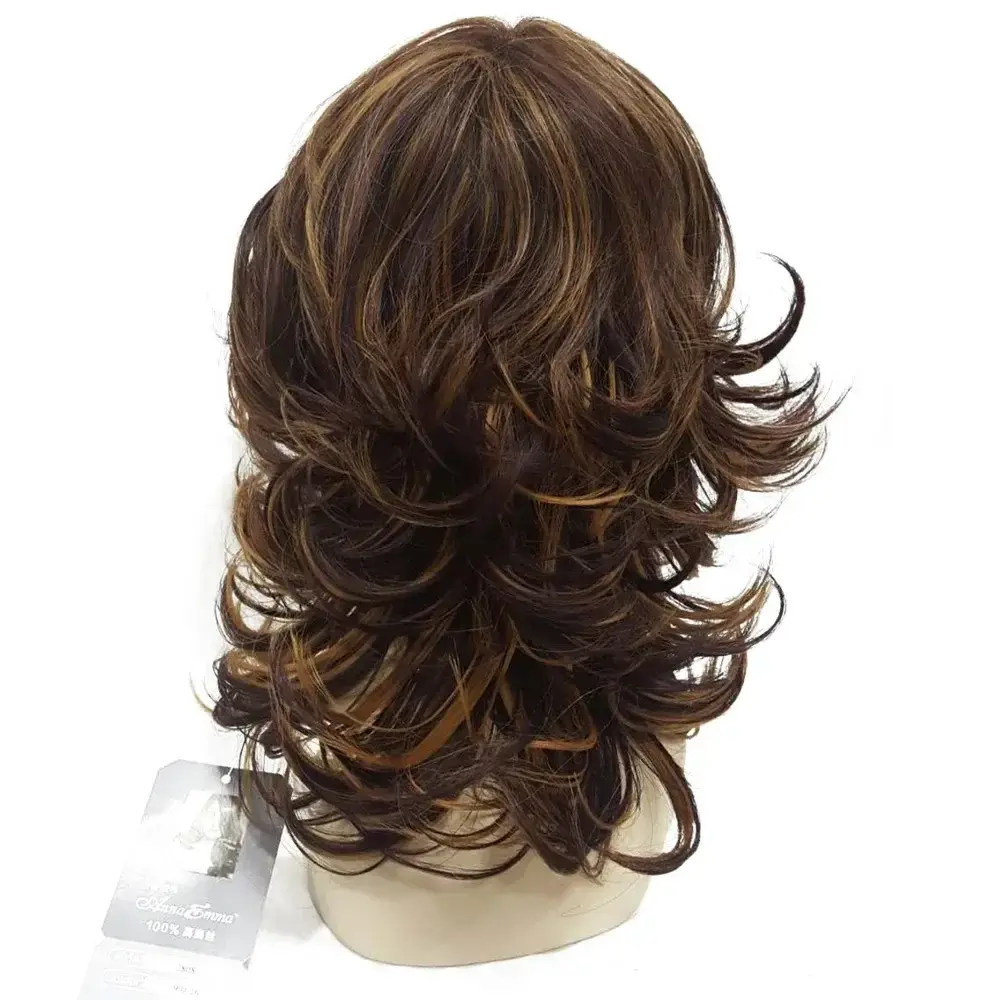 StrongBeauty Women's wig Auburn Layered Medium Curly Hairstyles For Thick Hair Synthetic Full Wigs