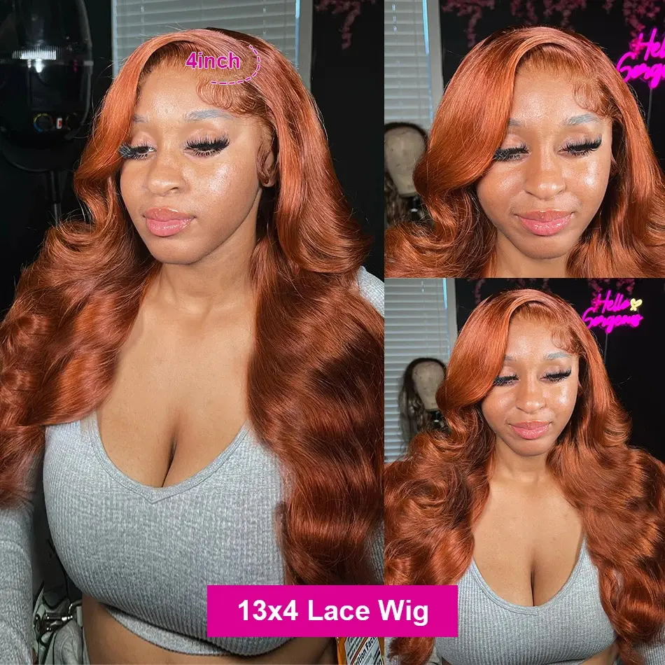 Reddish Brown Body Wave 13x6 HD Lace Front Wigs Human Hair Red Brown Brazilian 30 40 Inch 13x4 Lace Frontal 4x4 Lace Closure Wig