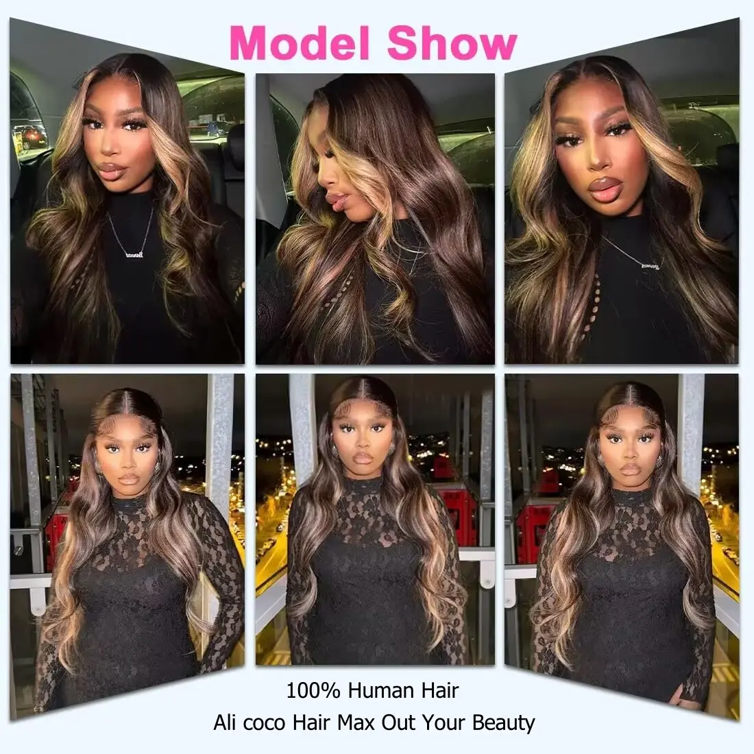 Upgrade Brown Highlights Blonde Body Wave Human Hair Wig 13x4 Transpaprent Lace Front Wigs Pre-Plucked Long Hair Wig For Woman
