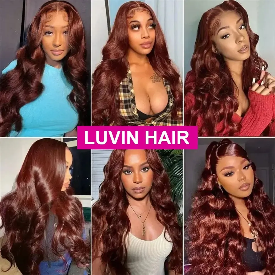 Reddish Brown Body Wave 13x6 HD Lace Front Wigs Human Hair Red Brown Brazilian 30 40 Inch 13x4 Lace Frontal 4x4 Lace Closure Wig