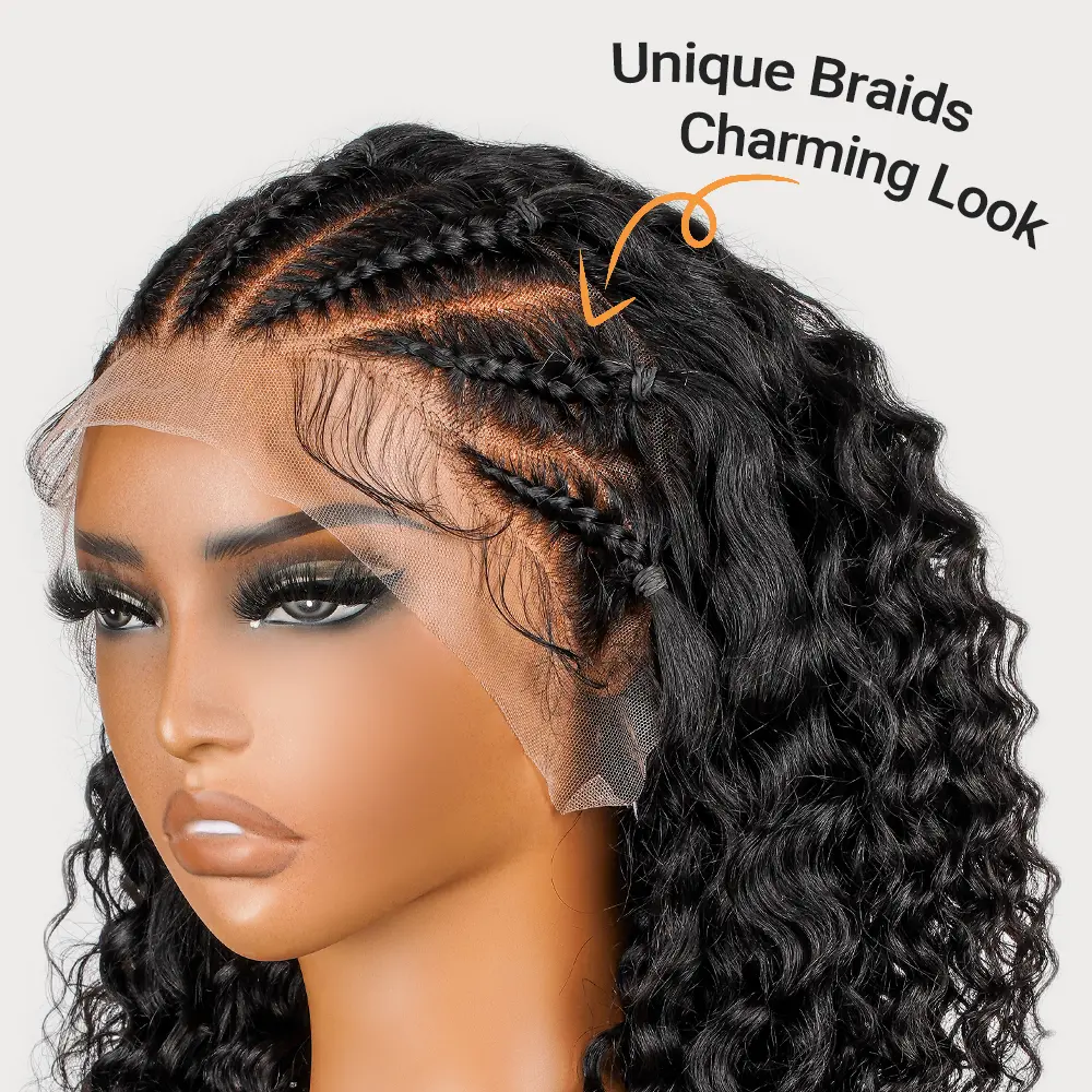 West Kiss 100% Human Hair Deep Wave 180% Density Glueless 13*4 Lace Front Wig Pre-Plucked Pre-Cut Invisible Lace Deep Wave Wig