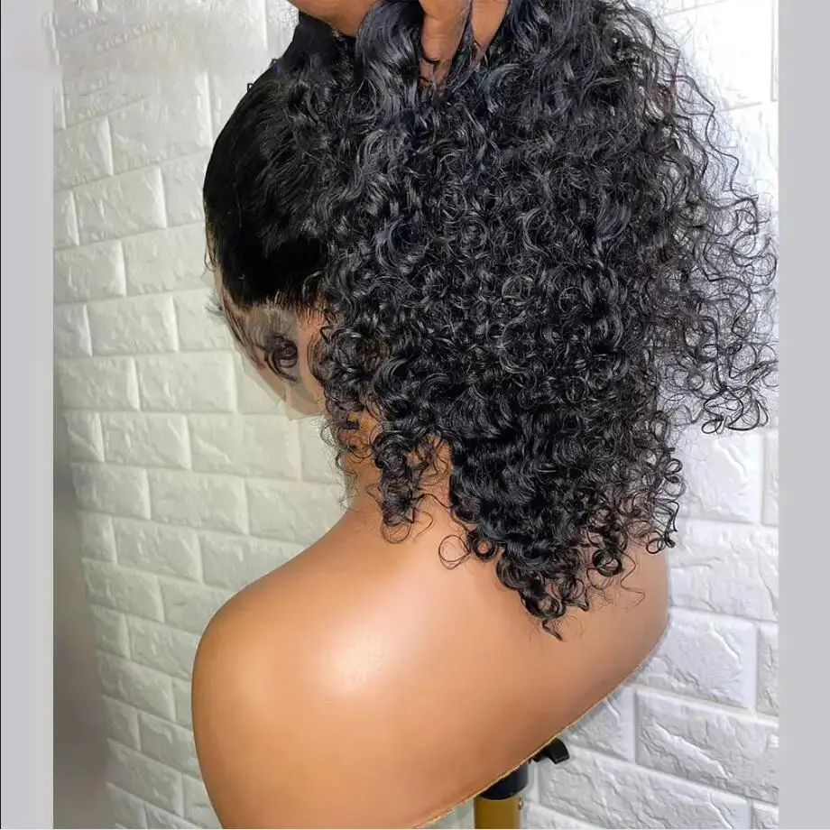 13X4 Lace Frontal Synthetic Wig For Black Women Ponytail Jerry Curly Prepluck Bleached Knot Baby Hair Cosplay Daily Party