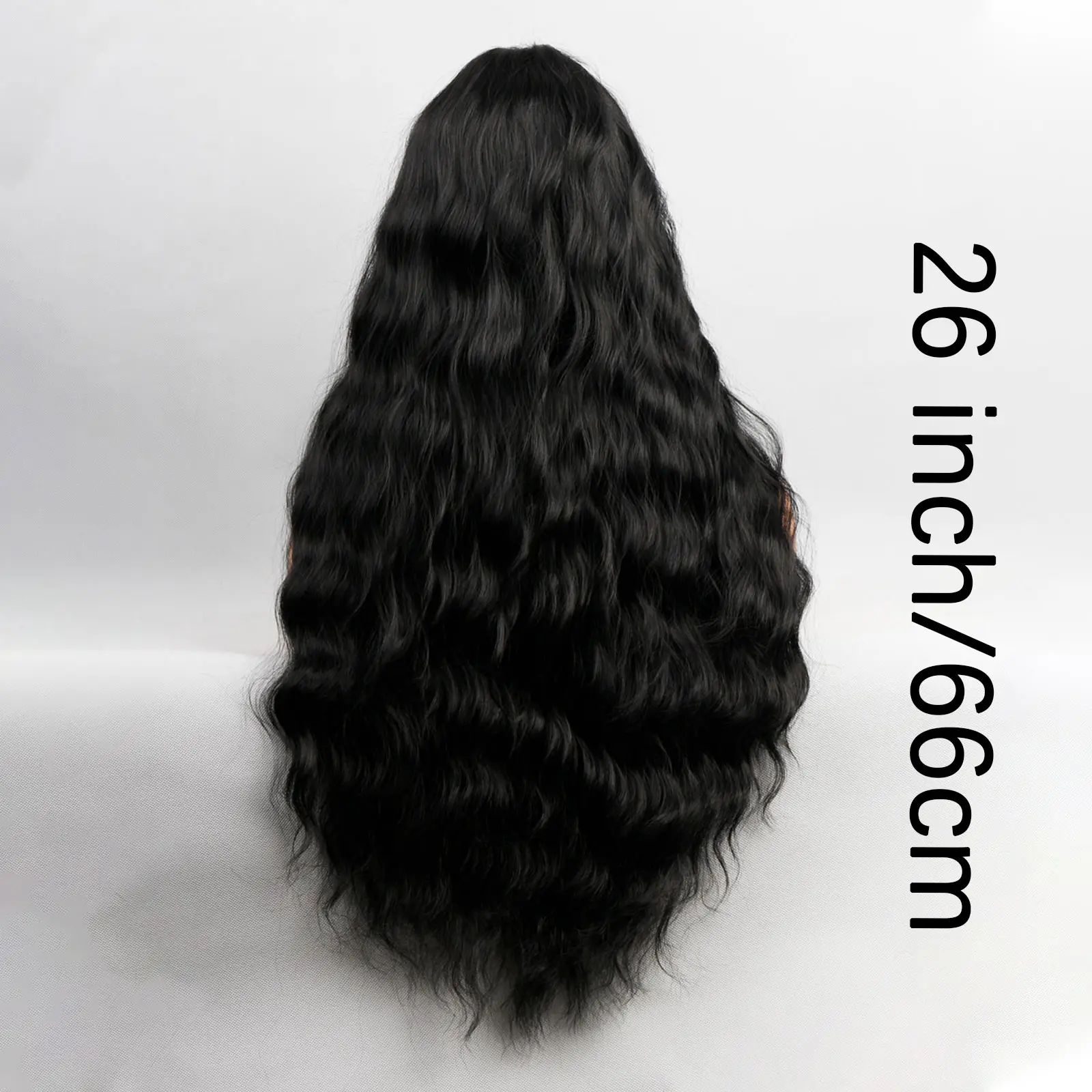 Long Deep Wave Wig Black Natural Soft Middle Part Female Hair Wig for Black Women Daily Party Use Synthetic Heat Resistant Wigs