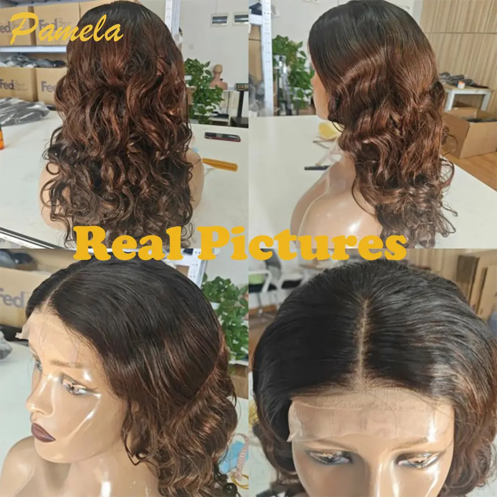 Blonde Wig Ombre Brown Colored Human Hair Wig 250 Density Loose Deep Wave Lace Frontal Glueless Wigs Human Hair Ready To Wear