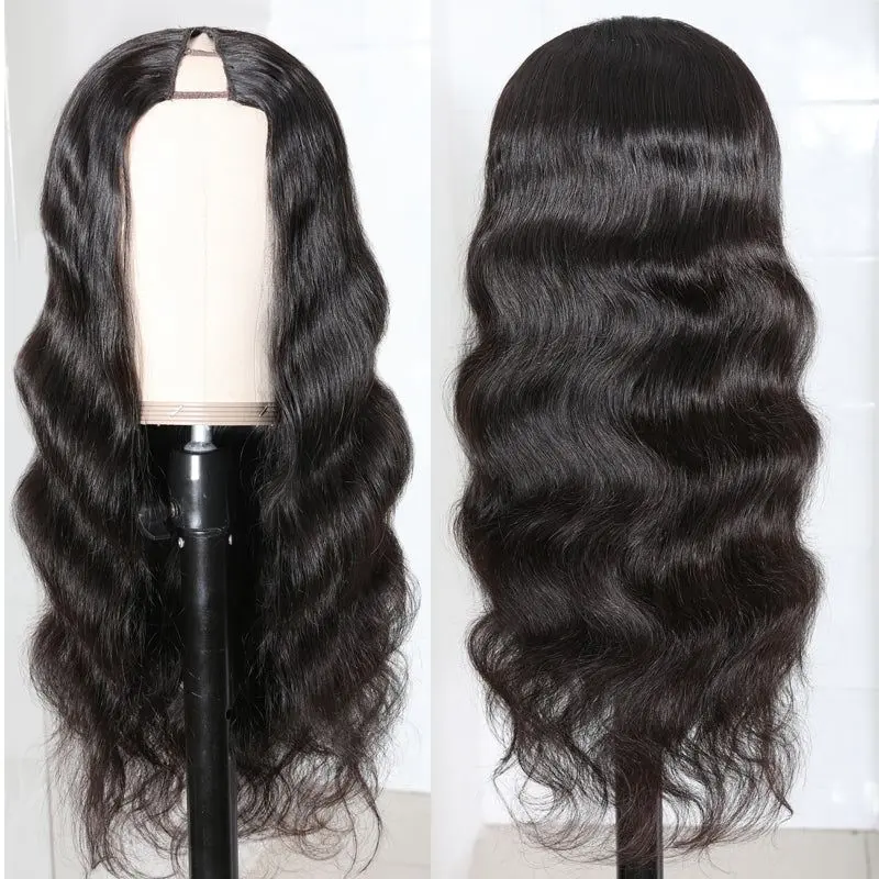 U Part Wig Human Hair Body Wave V Part Wig for Women Natural Look Glueless and Beginner Friendly Wig with Minimal Leave Out