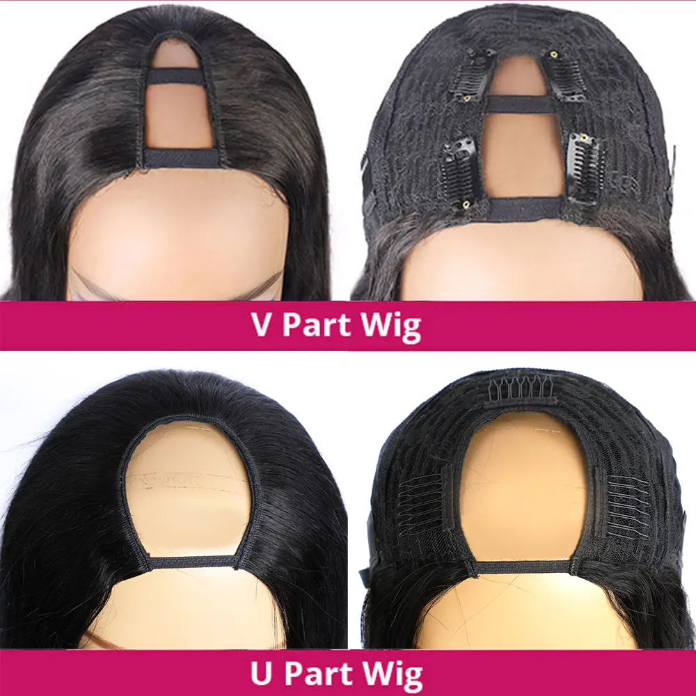 U Part Wig Human Hair Body Wave V Part Wig for Women Natural Look Glueless and Beginner Friendly Wig with Minimal Leave Out