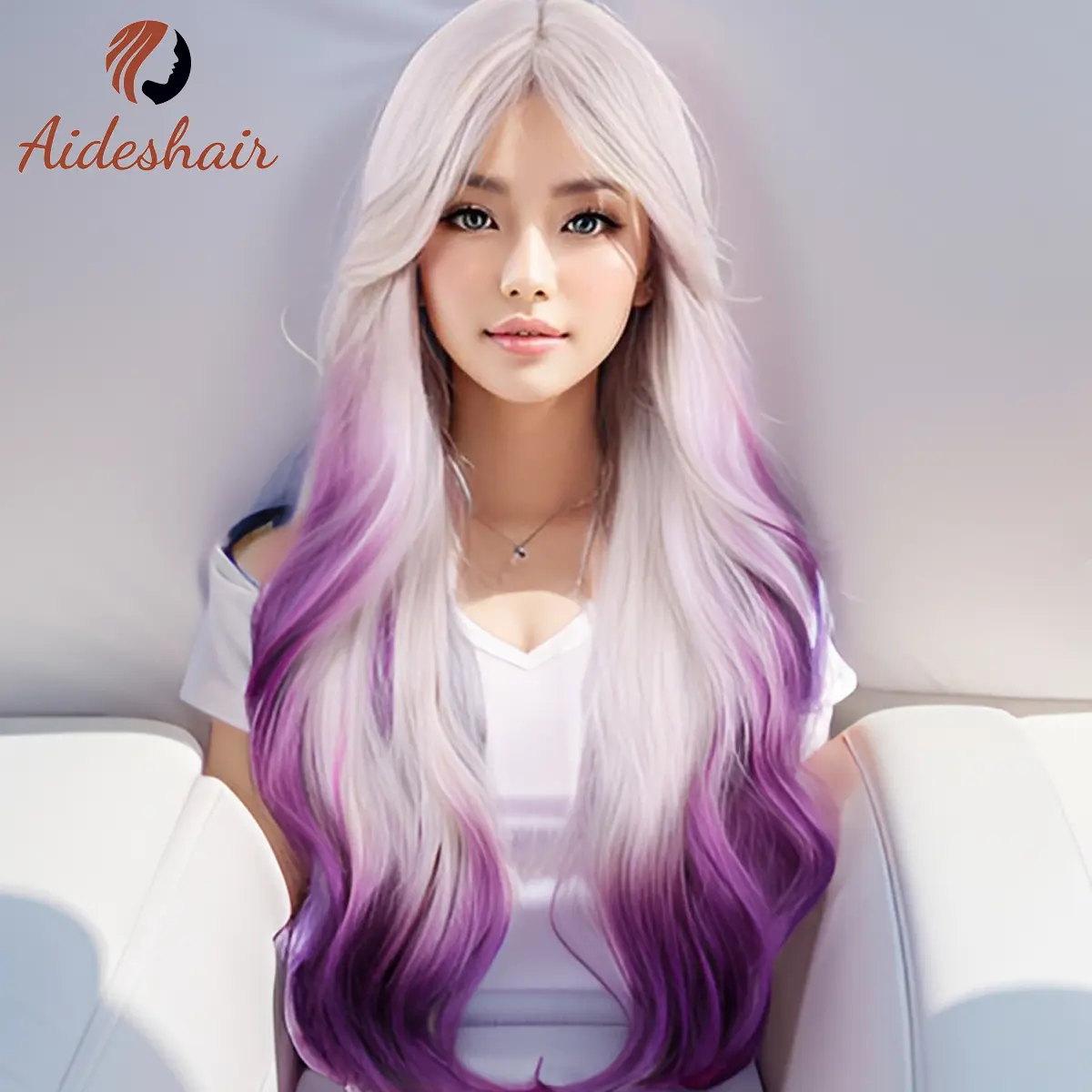 Long wavy middle section wig for women synthetic heat resistant curly Wavy wig for everyday party cosplay