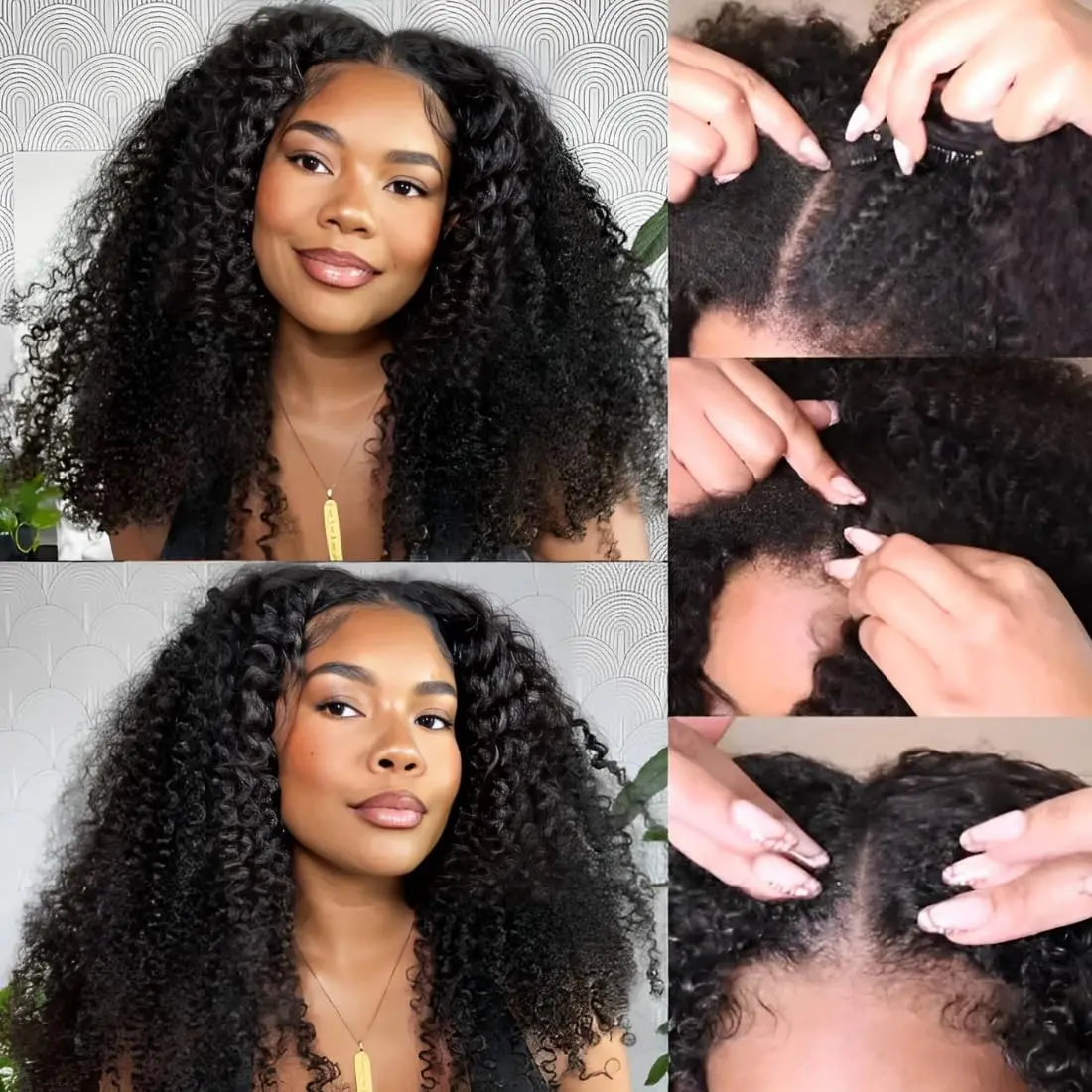 V Part Wig Human Hair Kinky Curly Glueless Wigs Human Hair Afro Pizzazz Wig No Leave Out For Black Brazilian hair wigs 40 inch