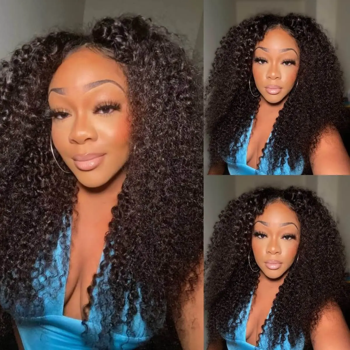V Part Wig Human Hair Kinky Curly Glueless Wigs Human Hair Afro Pizzazz Wig No Leave Out For Black Brazilian hair wigs 40 inch