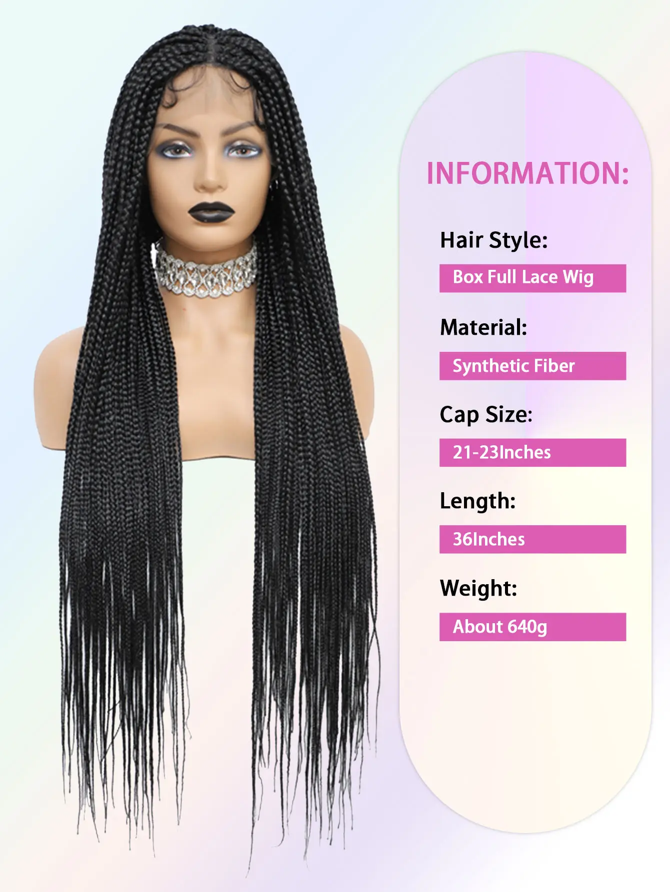 Synthetic Full Lace Wig Box Braided Wigs For Black Women Goddess Cornrow Braids Lace Front Wigs Braiding Wig 36Inch