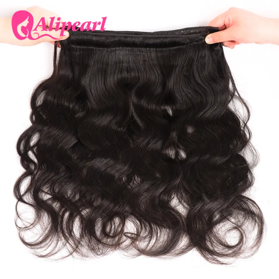 Ali Pearl Hair Body Wave Brazilian Hair Weave Bundles 100% Human Hair 3 and 4 Bundles Natural Color Remy Hair Extension
