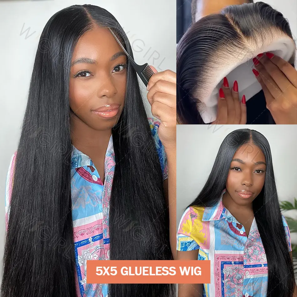 Wigirl HD 5X5 Glueless 200% 30 42 Inches Bone Straight Ready To Wear 6x6 Lace Front Human Hair Wigs Closure Wig Lace Frontal Wig
