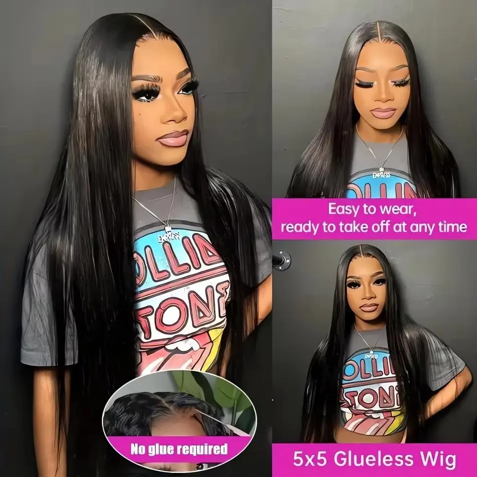 Wigirl HD 5X5 Glueless 200% 30 42 Inches Bone Straight Ready To Wear 6x6 Lace Front Human Hair Wigs Closure Wig Lace Frontal Wig