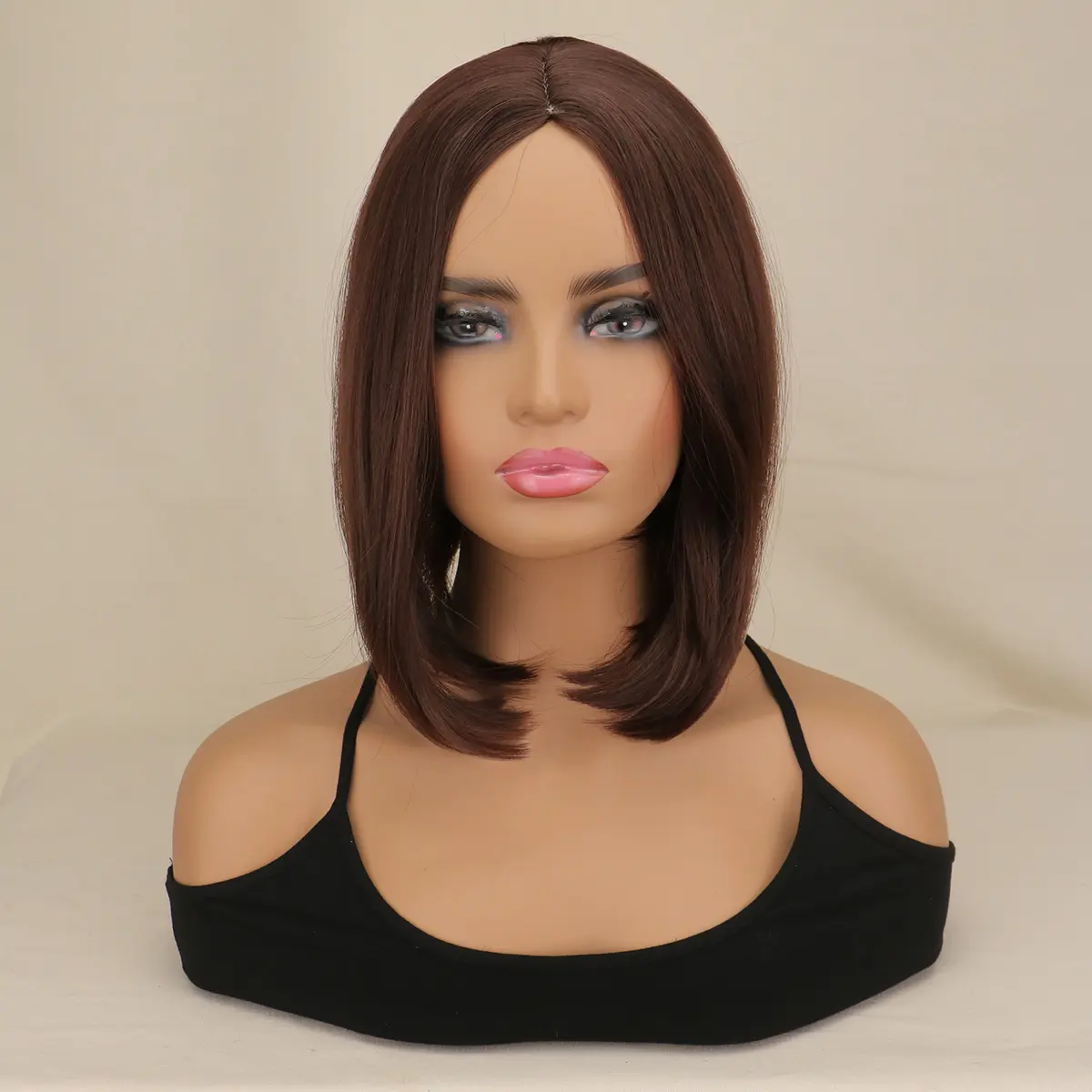 Women Synthetic Short Straight Wig BOBO Natural Black Brown Heat Resistant Hair Wig for Women Daily Bob Wigs