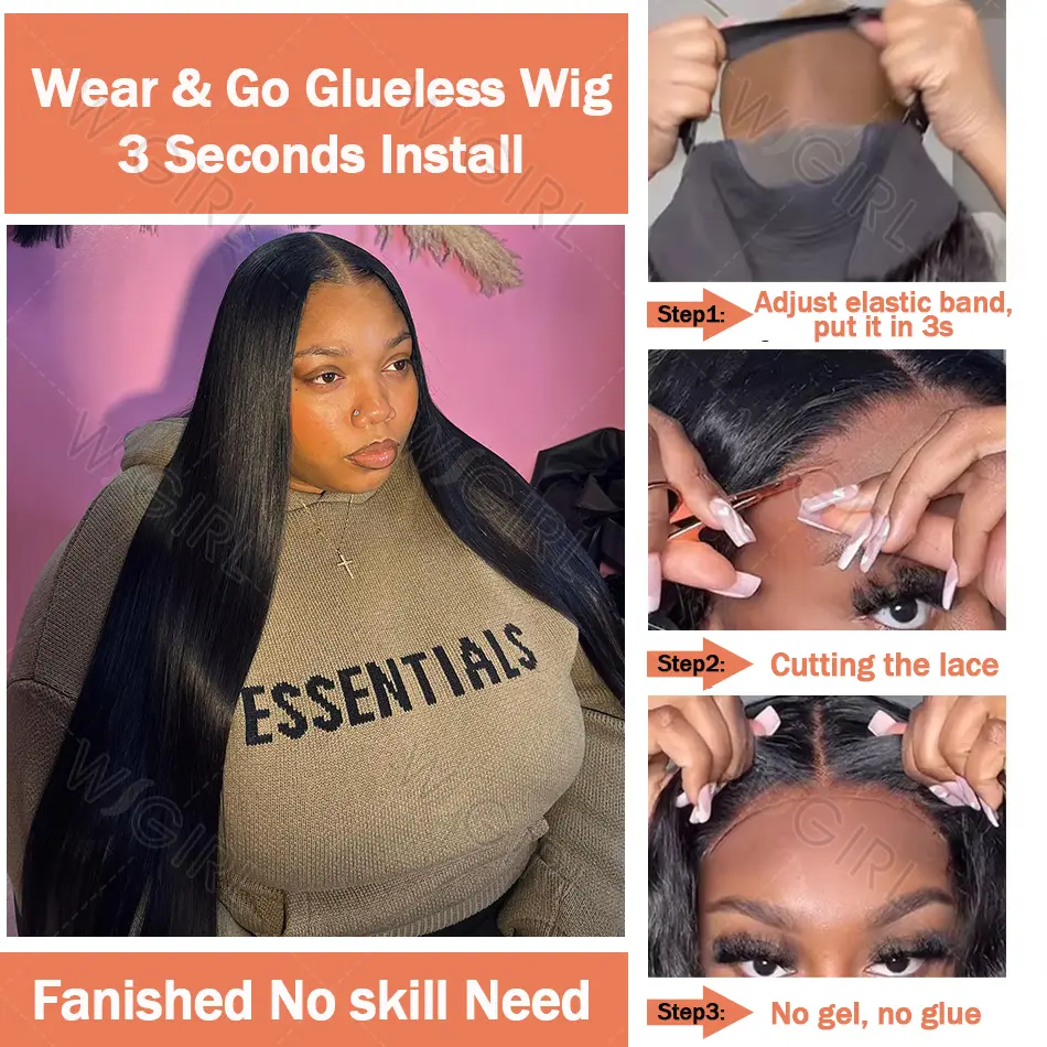 Wigirl HD 5X5 Glueless 200% 30 42 Inches Bone Straight Ready To Wear 6x6 Lace Front Human Hair Wigs Closure Wig Lace Frontal Wig