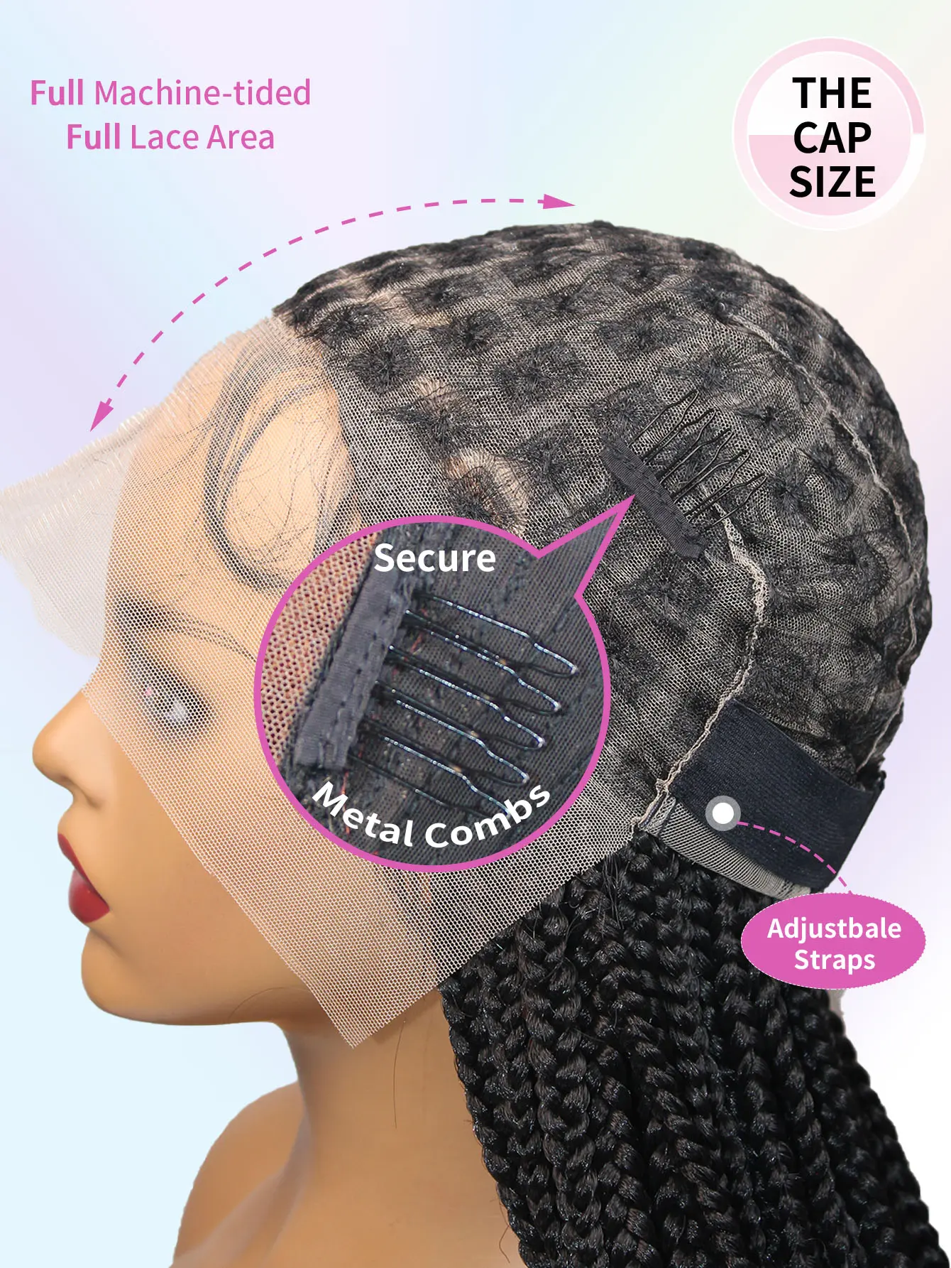 Synthetic Full Lace Wig Box Braided Wigs For Black Women Goddess Cornrow Braids Lace Front Wigs Braiding Wig 36Inch