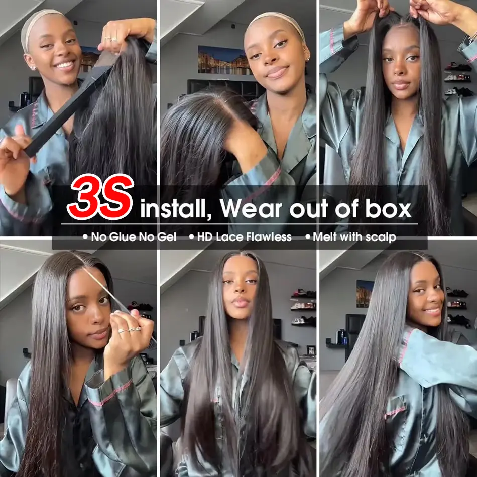 Wigirl HD 5X5 Glueless 200% 30 42 Inches Bone Straight Ready To Wear 6x6 Lace Front Human Hair Wigs Closure Wig Lace Frontal Wig