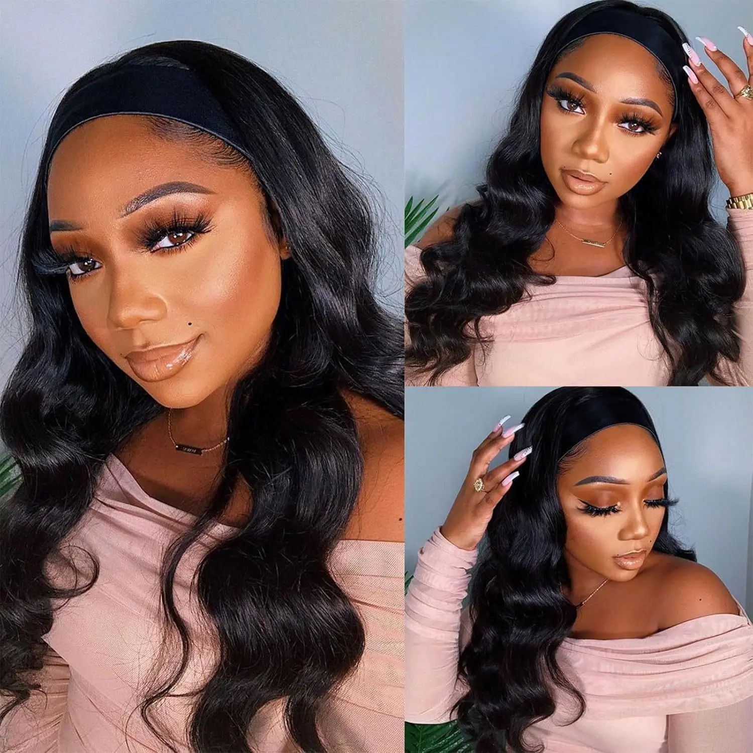 Synthetic Hair Body Wave Headband Wig Women WineRed Black Blonde Wigs For Women Natural Woman Wigs Daily Party Women's Wigs
