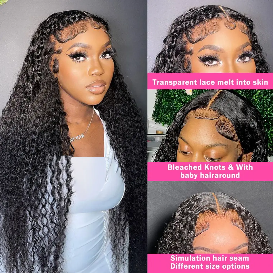 100% 13x6 HD Kinky Curly Lace Frontal Human Hair Wigs Woman Pre Plucked Brazilian 13x4 Cheap Jerry Curly Lace Front Wig On Sale