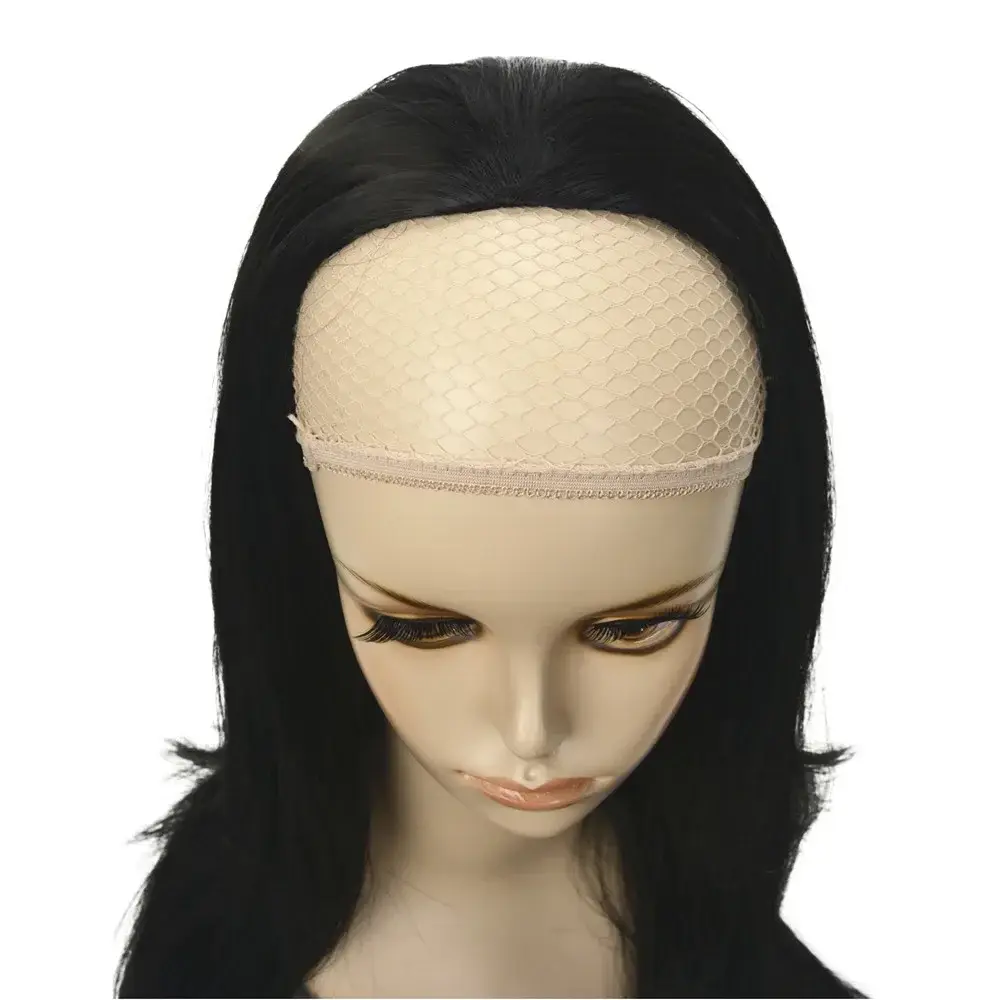 StrongBeauty Women's Half Wig Black Long Wavy Synthetic 3/4 Wigs for women