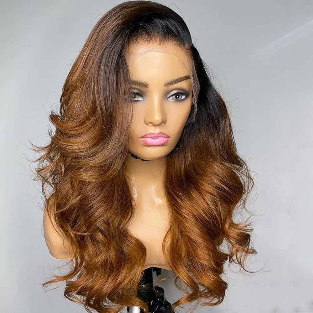 1B 30 Ombre Body Wave Human Hair Wigs 180% Density HD Transparent Lace Frontal Wigs 13x4 Lace Front Wig Pre Plucked Glueless Wig