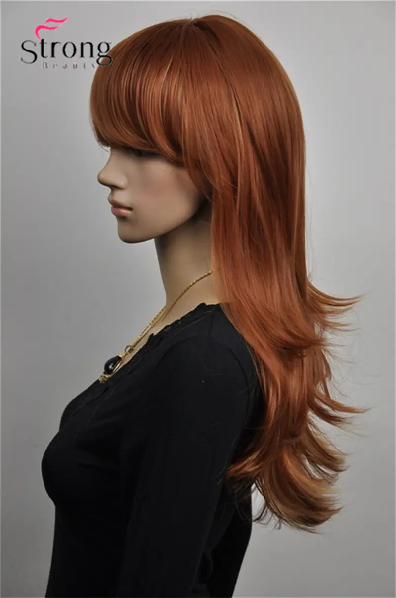 Long Wavy Heat Auburn with Highlights Synthetic Wigs for Women Resistant Hair Wigs